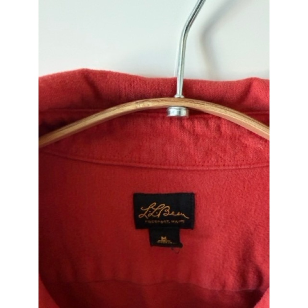 L.L. Bean Red Chamois Flannel Shirt Jacket Size M Chest Pockets - Picture 7 of 9